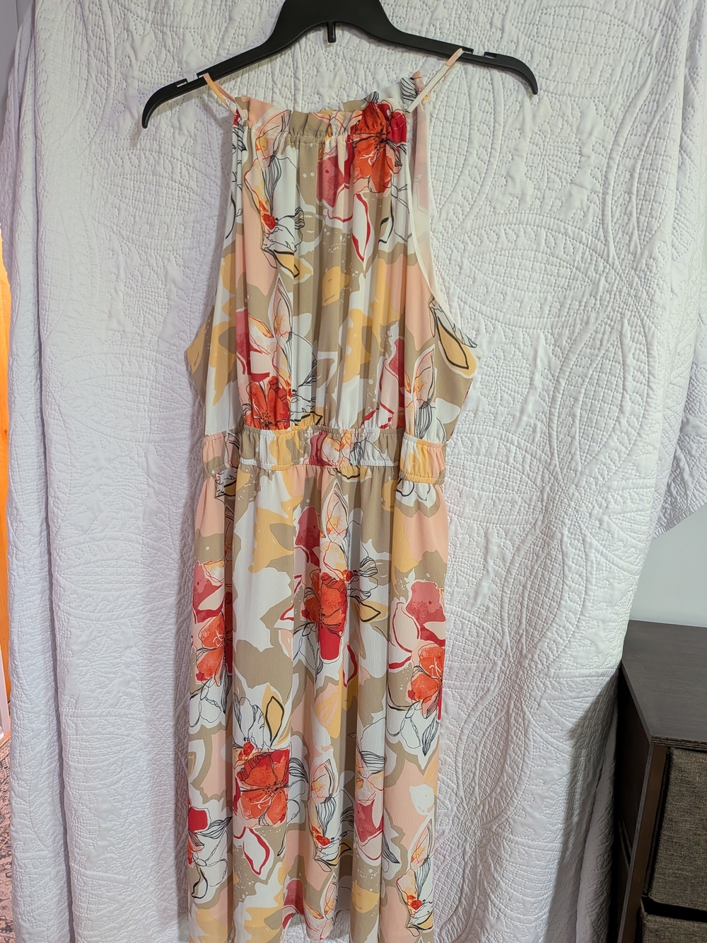 Floral Halter Midi Dress in Peach Multicolor By Ophelia Roe 3x